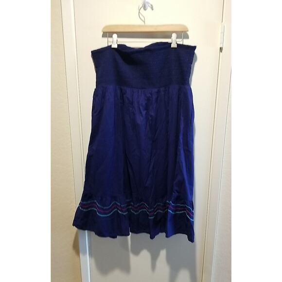 NWT Lane Bryant Blue Strapless Summer Dress Size 18/20 Embroidered Stretchy Top - Picture 3 of 9